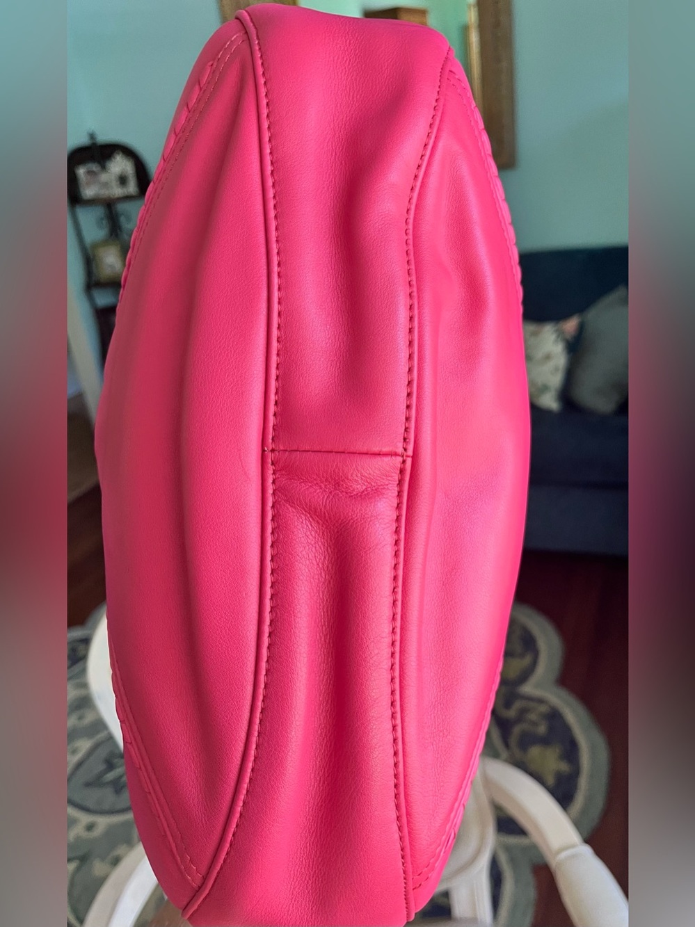 Like New Christian Louboutin Hot Pink Bag with Gold-Tone Charms. Comes with COA - Picture 8 of 14